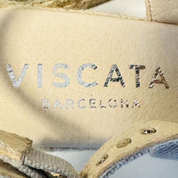 Viscata Sandals Womens 9 Gray Canvas Wedge Espadrille Slingback Shoes Barcelona - Picture 11 of 13